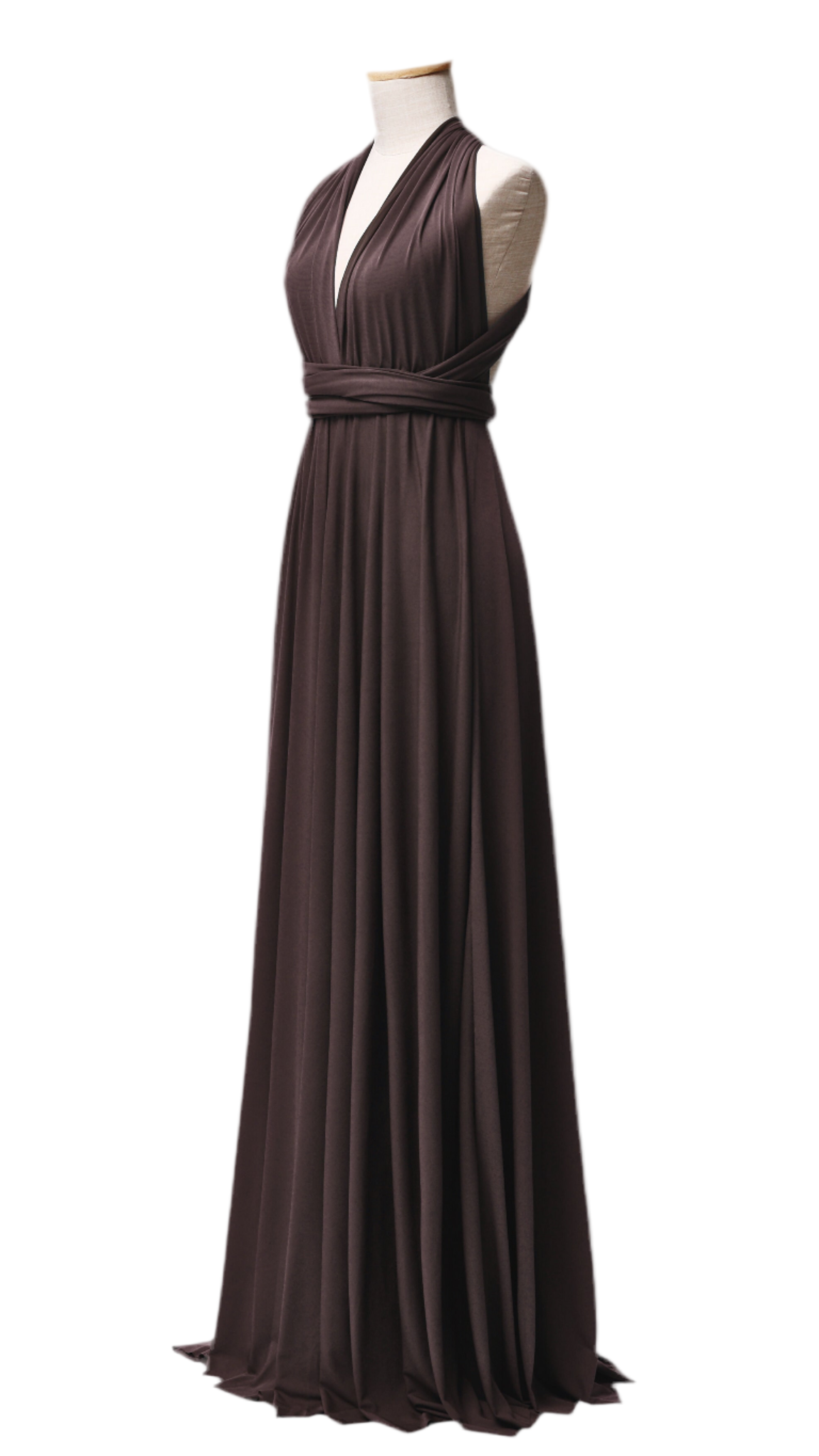 Luxe Satin Infinity Gown in Chocolate