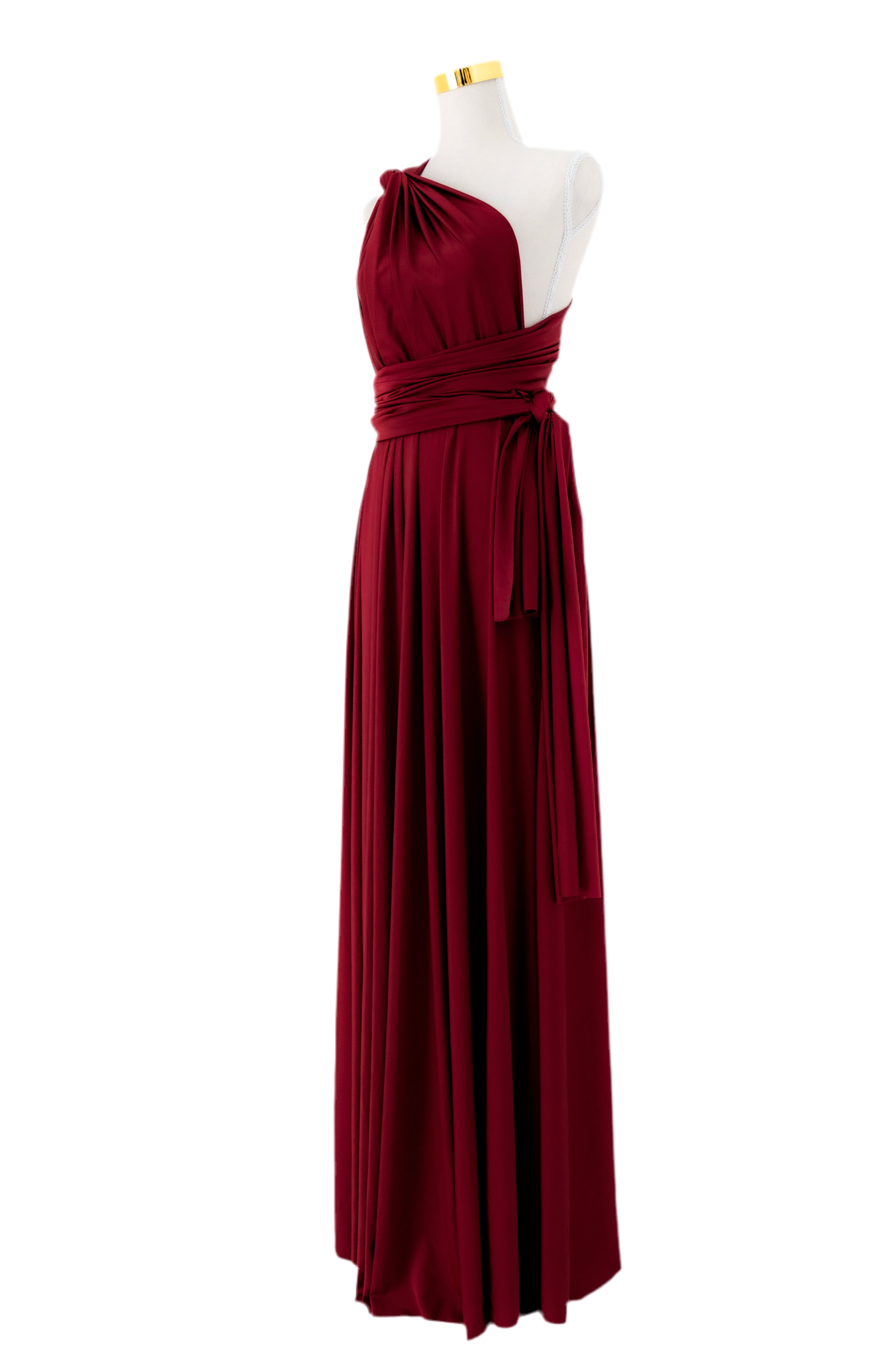 Luxe Satin Infinity Gown in Burgundy