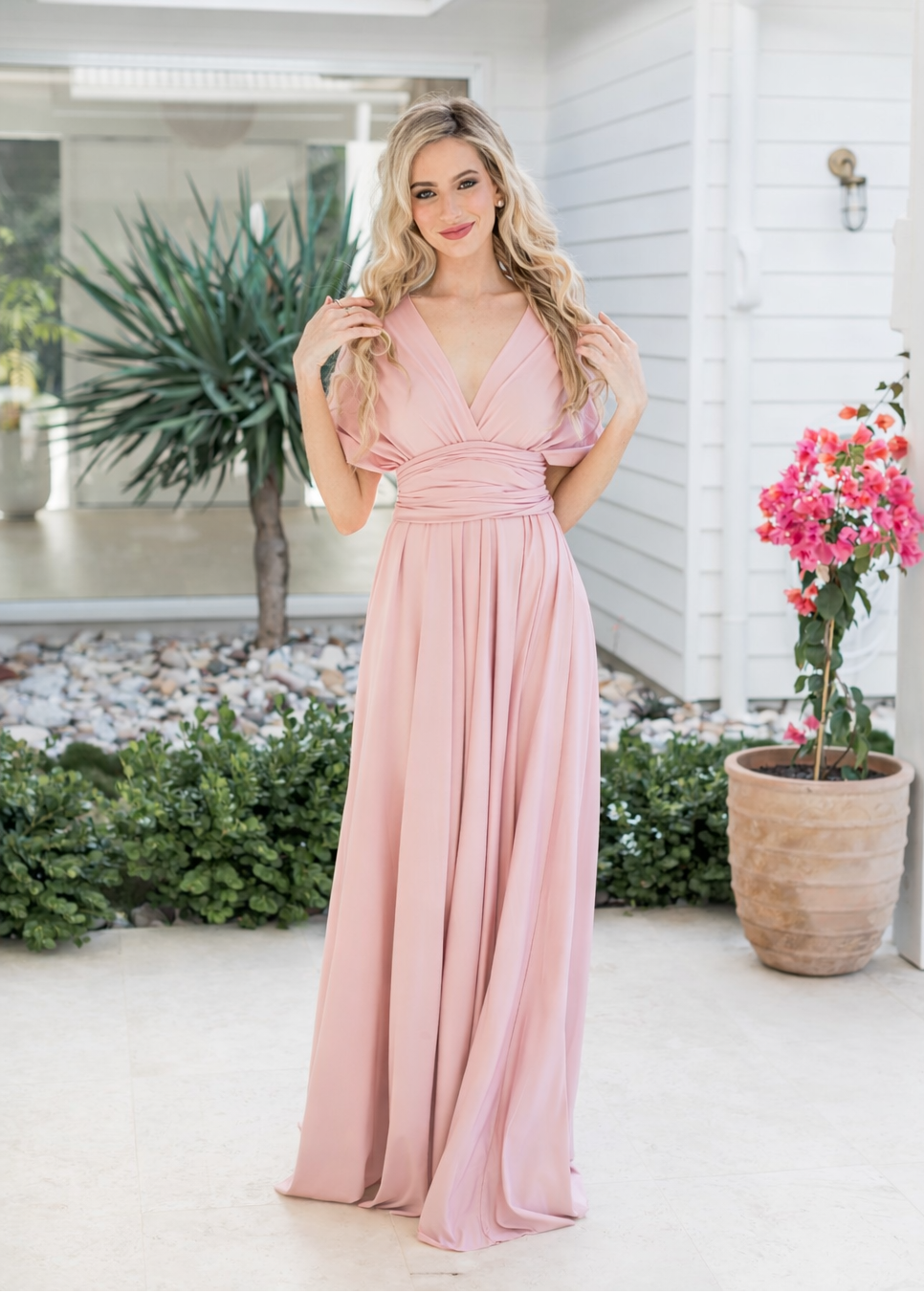 Blush Pink Classic Infinity Gown - The Gown House 