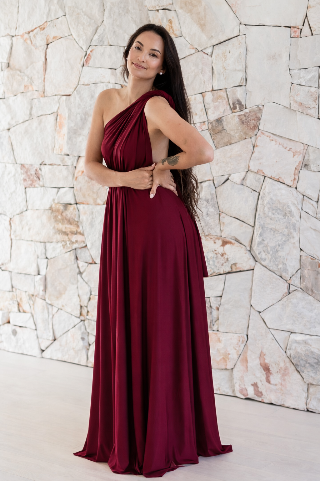 Burgundy Infinity Gown - The Gown House 