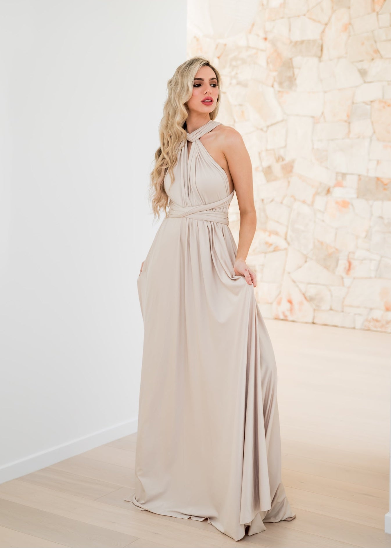 Champagne Classic Infinity Gown - The Gown House 