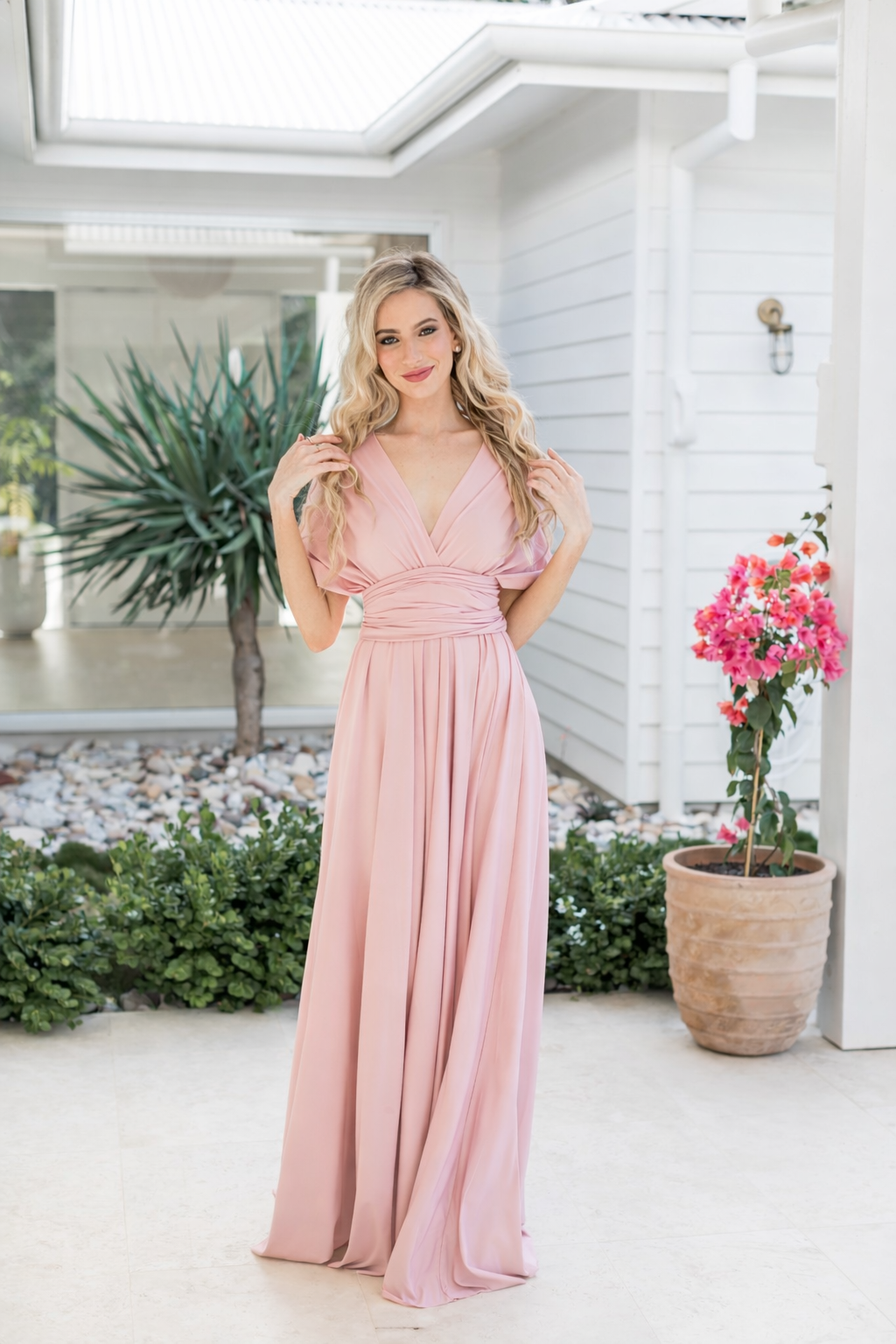 Blush Pink Classic Infinity Gown - The Gown House 