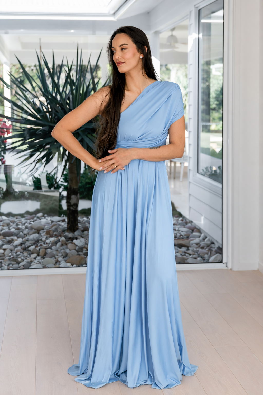 Dusty Blue Classic Infinity Gown - The Gown House 