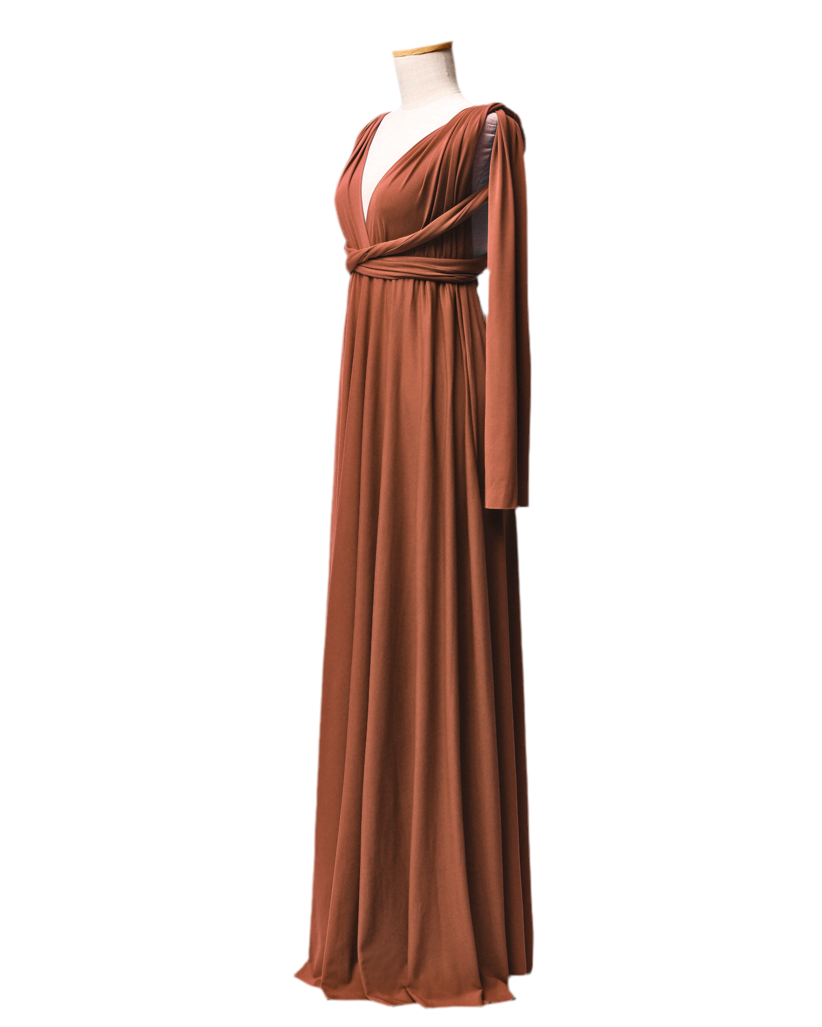 Luxe Satin Infinity Gown in Rust