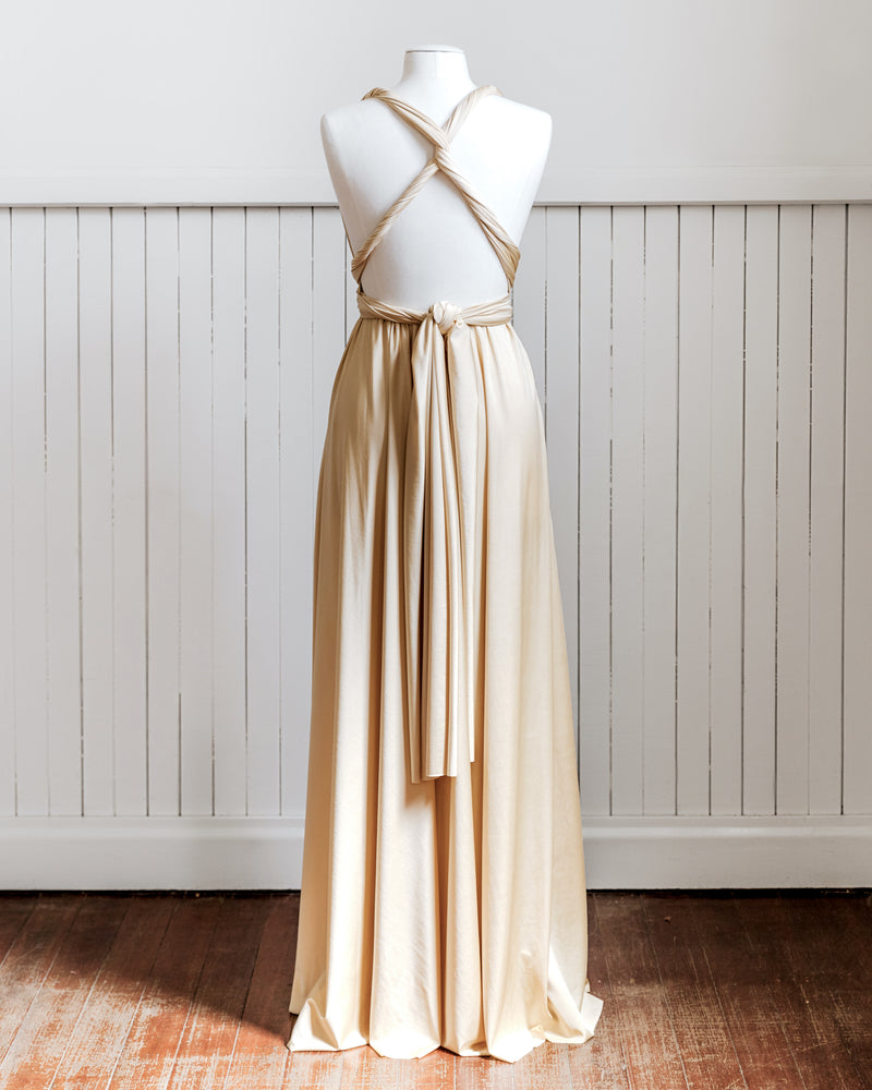 Luxe Satin Champagne Infinity Gown