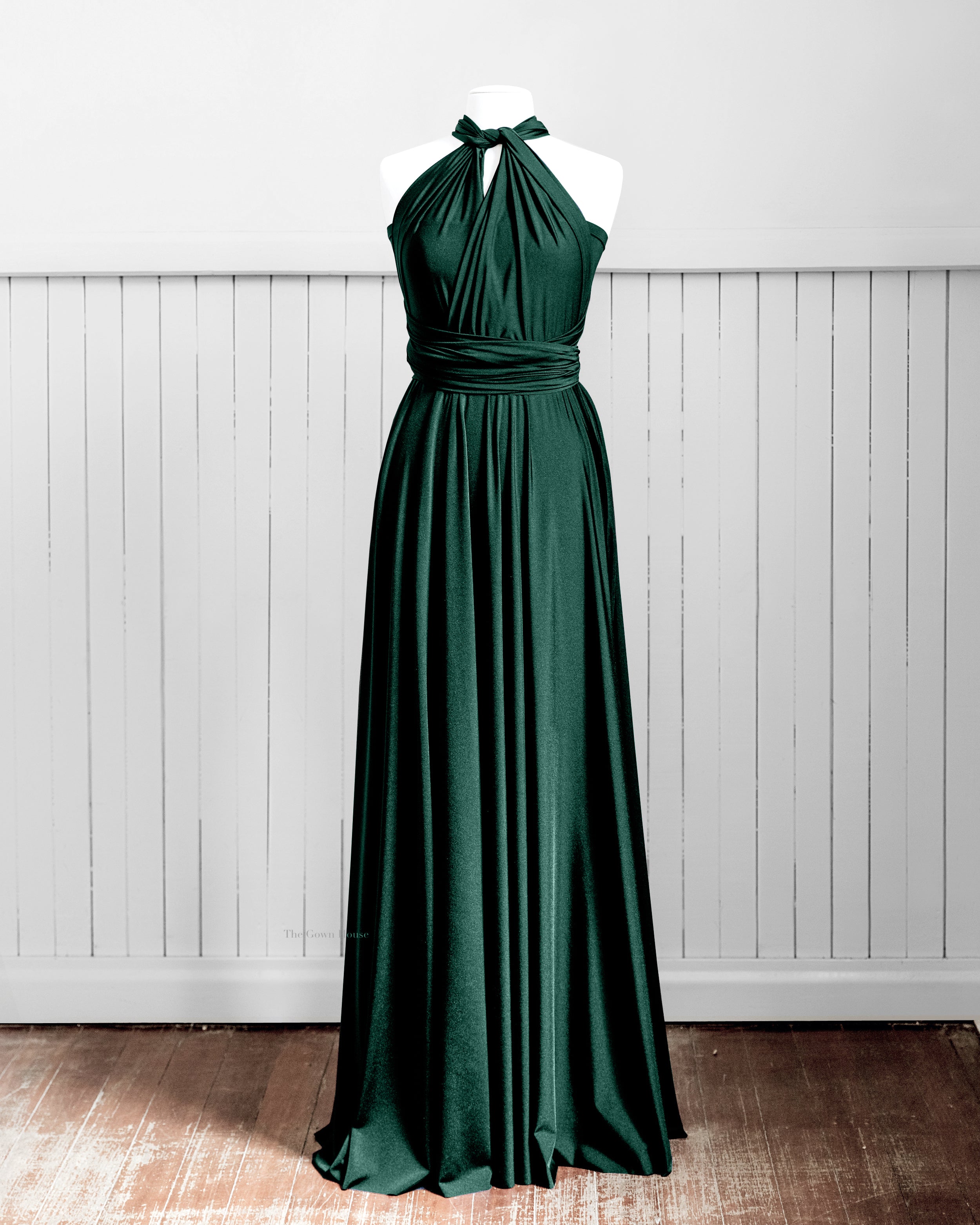 Luxe Satin Infinity Gown in Emerald COMING SOON - The Gown House 