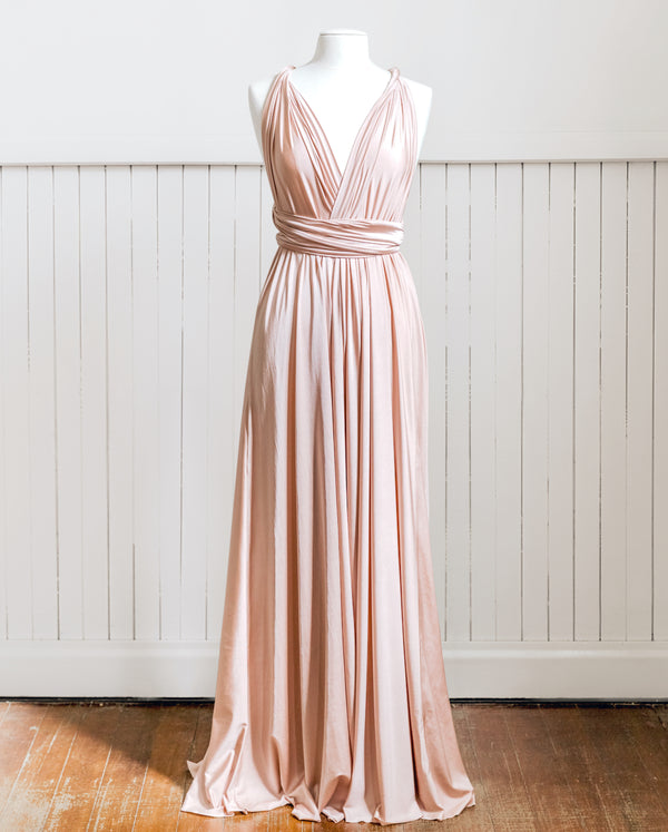 Luxe Satin Blush Pink Infinity Gown