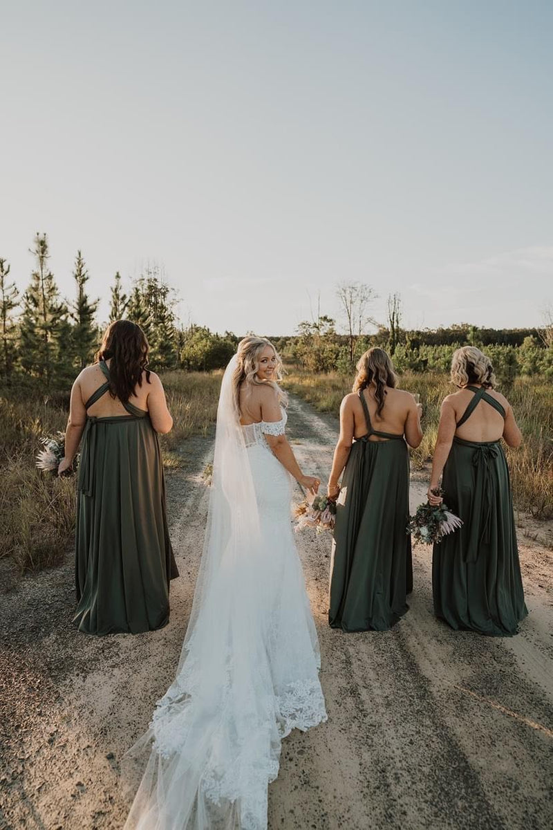 Luxe Satin Olive Infinity Gown