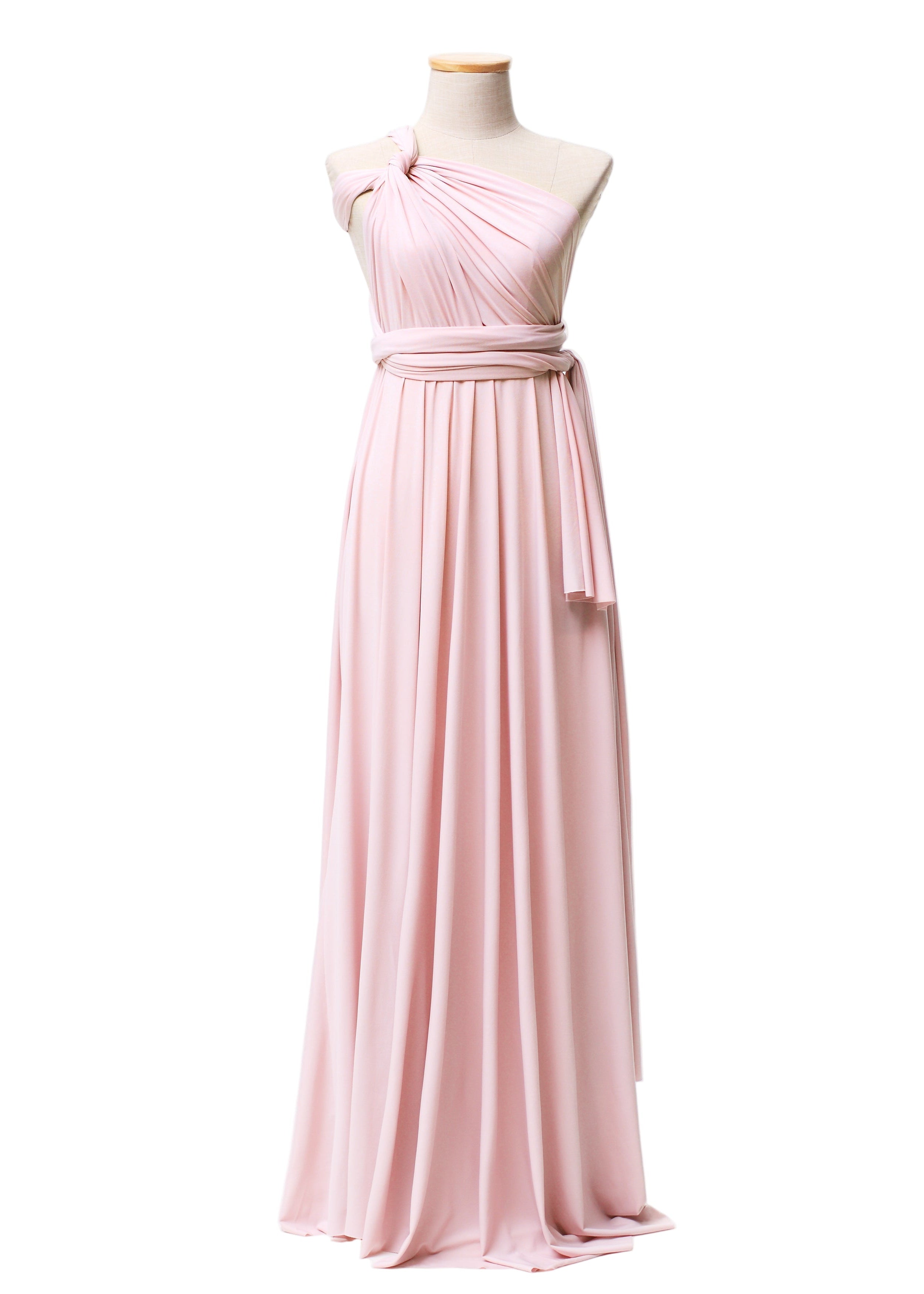 Blush Pink Luxe Satin Infinity Gown - The Gown House 
