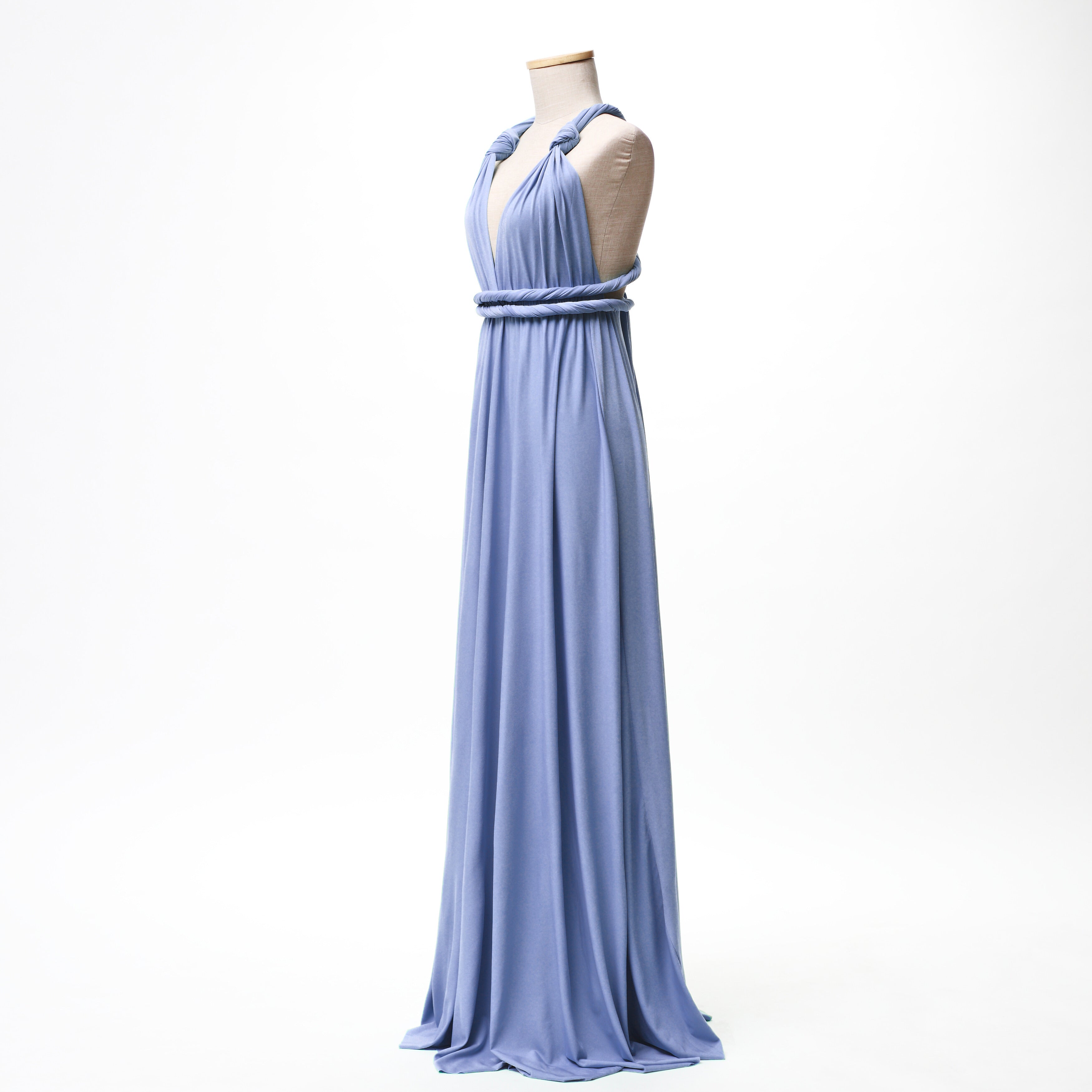 Dusty Blue Classic Infinity Gown - The Gown House 