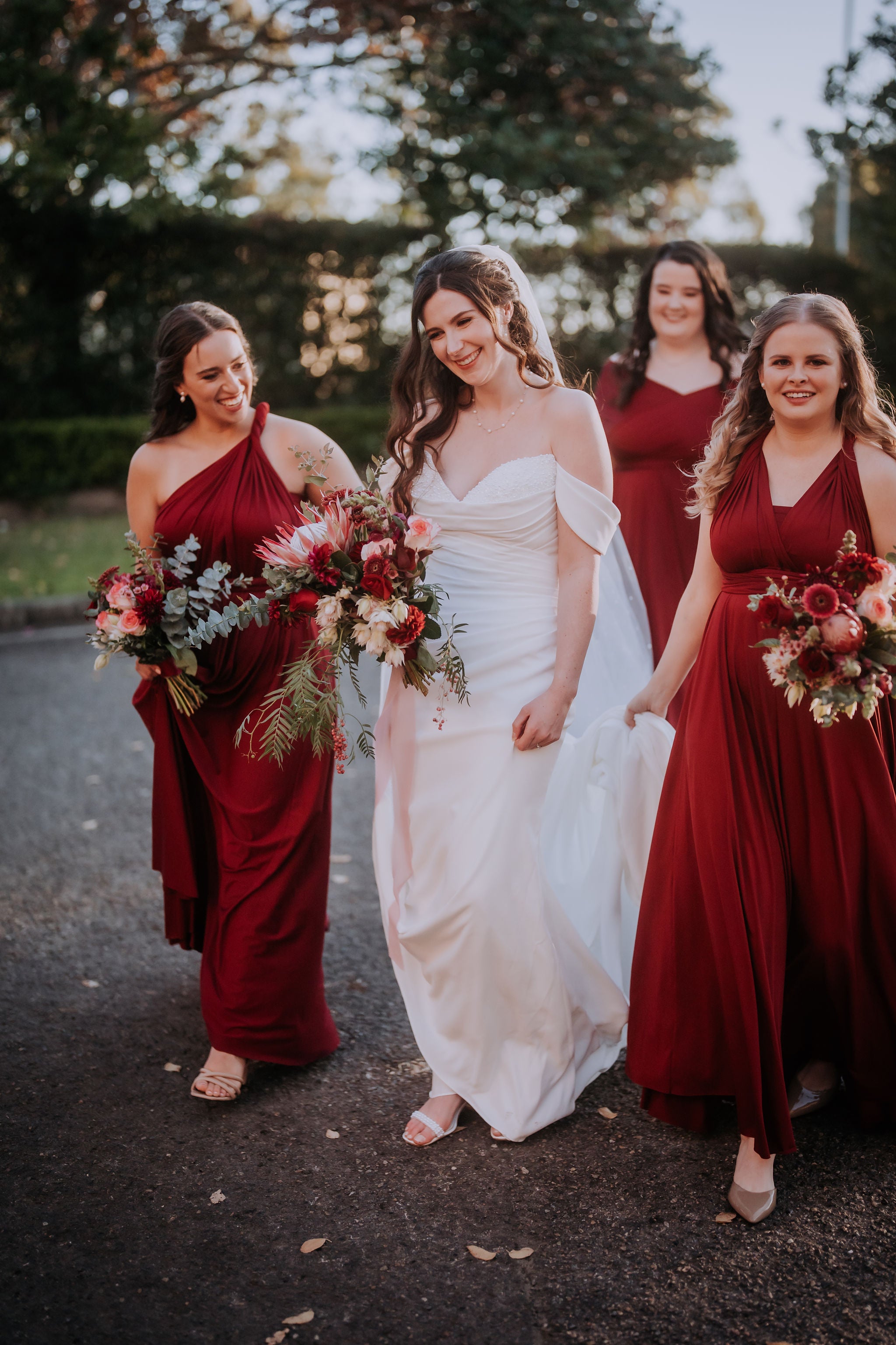 Burgundy Luxe Satin Infinity Gown - The Gown House 