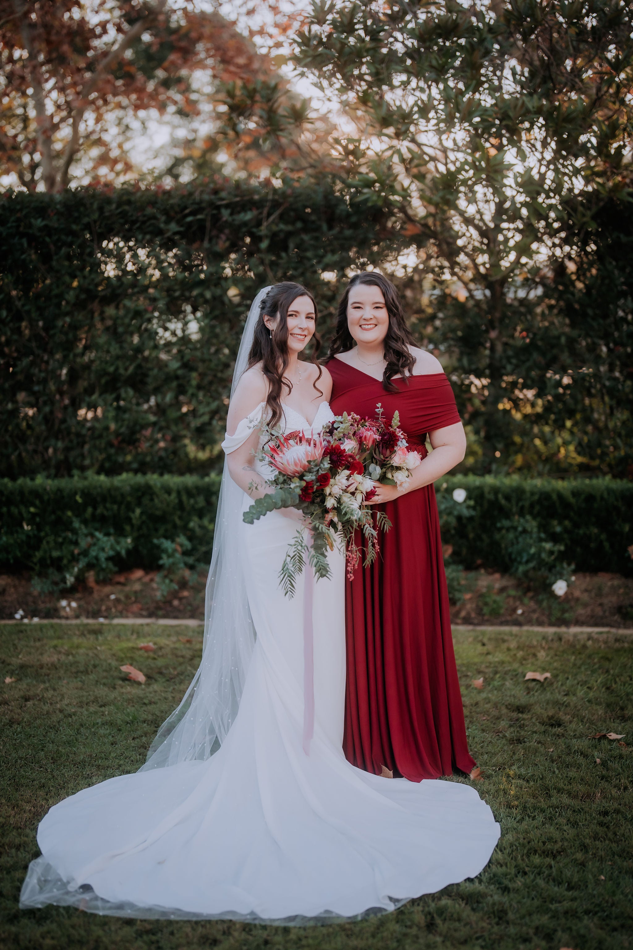 Burgundy Luxe Satin Infinity Gown - The Gown House 