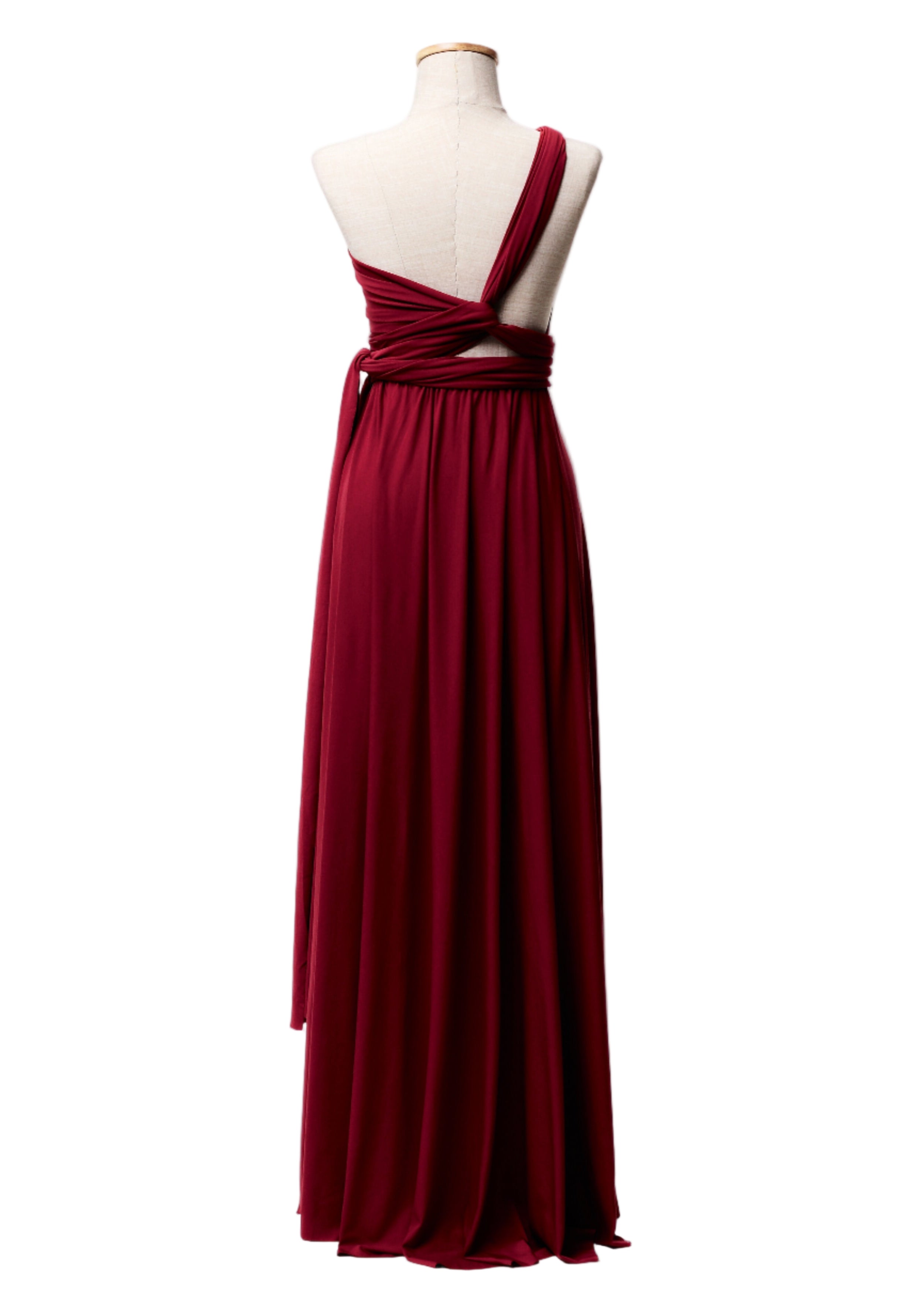Burgundy Luxe Satin Infinity Gown - The Gown House 