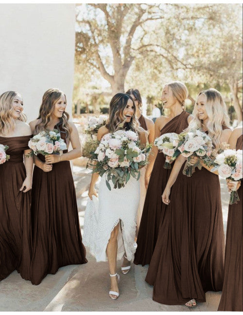Chocolate Luxe Satin Infinity Gown