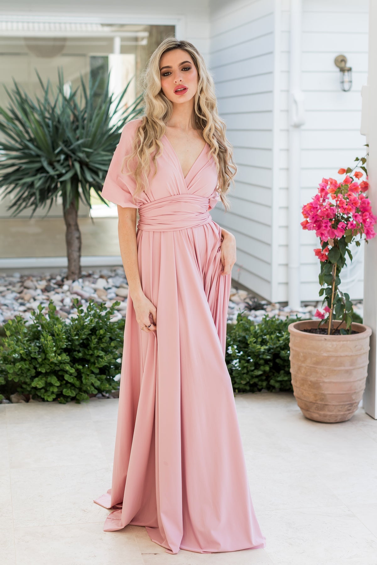 Blush Pink Classic Infinity Gown - The Gown House 