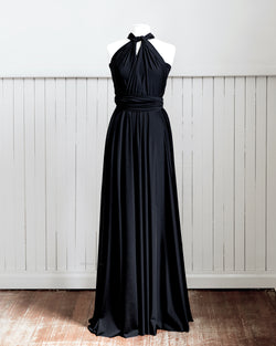 Luxe Satin Black Infinity Gown