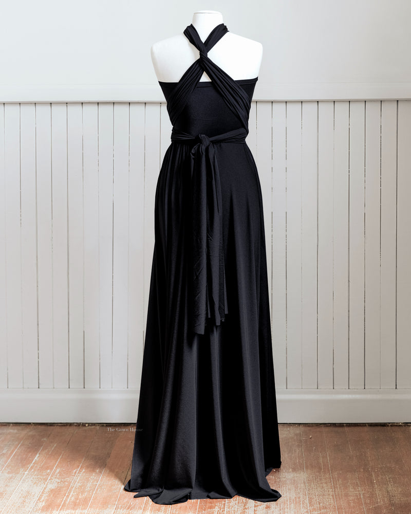Luxe Satin Black Infinity Gown
